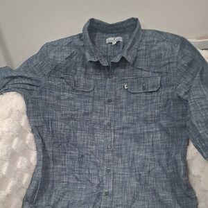 Men's Casual Blue Button-Down Shirt